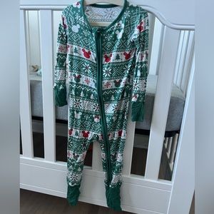 Little Sleepies zippy Mickey Mouse Christmas 6-12 EUC